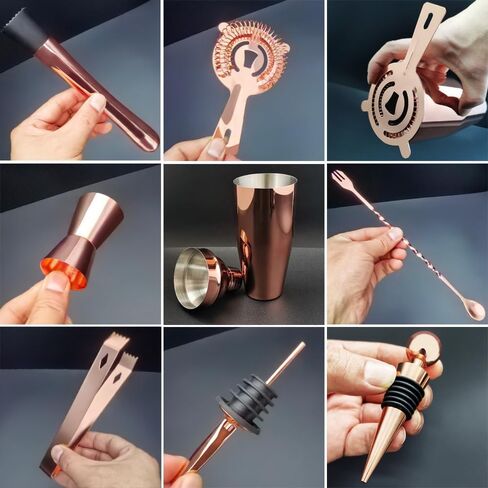 9pcs/مجموعة الكوكتيل شاكر مجموعة مع حامل ، 750 مل (25 أوقية) كوكتيل شاكر مجموعة نادل مجموعة: مجموعة أدوات بار ، خلط الشراب تشمل الهزازات مصفاة Jigger Bar Mixer ملعقة زجاجة زجاجة Muddler (Silver) in Kuwait