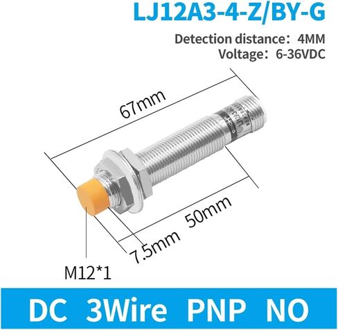 1 Pcs Inductive Proximity Sensor LJ12A3 Series IP65 M12 NPN PNP DC10-30V 4-pin Connection Cylindrical Metal Proximity Switch in Saudi Arabia