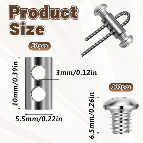 50pcs مشابك كابل حبل الأسلاك ، فتحة مزدوجة M4 قابلة لإعادة الاستخدام مع سدادة المسمار النهائي I على شكل كبلات القبض على مقطع قفل الحبل المعدني قابلة للتعديل لسلك السلك 1-2.5 مم in Saudi Arabia