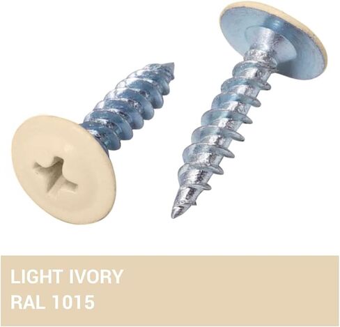 (Pack of 150) Painted 1-21/32" x 3/4" (4.2 x 19 mm) Wood Screws, Self Tapping Metal Screws, Modified Truss Head, Wafer Head, Light Ivory RAL 1015 in Saudi Arabia