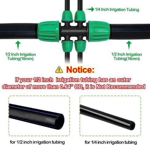 10 Pack 1/2 Inch To 1/4 Inch Drip Irrigation Fittings (1/2" ID x 0.65" OD), Drip Line Irrigation Locked Barbed 1/2" To 1/4" Adapter 1/2 Inch To 1/4 Inch Reducer Tee in Kuwait