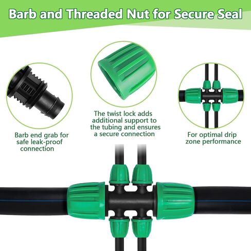 10 Pack 1/2 Inch To 1/4 Inch Drip Irrigation Fittings (1/2" ID x 0.65" OD), Drip Line Irrigation Locked Barbed 1/2" To 1/4" Adapter 1/2 Inch To 1/4 Inch Reducer Tee in Kuwait