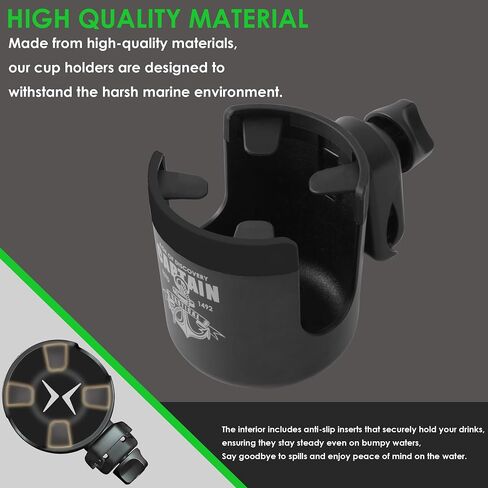 Boat Rail Cup Holder,Marine Drinks Cup Holder for Bimini Top Conver Rail Or Pole, Grip Rail, Grab Bar (Pack of 2) in Kuwait