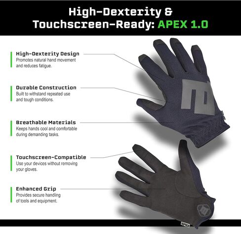APEX 1.0 High Dexterity Gloves for Work, Tactical, Shooting, Hunting, Multi Sport, Outdoor Protection, Full Finger, Snug Secure Fit, Breathable Design in Saudi Arabia
