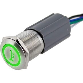 قرن الضغط على زر التبديل قرن الرمز لحظة 1NO 1NC IP67 مقاوم للماء الفولاذ المقاوم للصدأ 12-24V LED LID 5A 250V AC DC 0.75 " in Kuwait