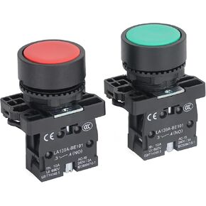APIELE 2PCS 22MM Momentary Push Button Switch Red Green 10A 600V Plastic Material (1NO+1NC) in Kuwait