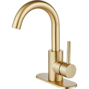 Midanya Bathroom Faucet 1 or 3 Hole Sink Single Handle,Suitable for Bar Kitchen RV Vanity,304 Stainless Steel 360° Swivel Gooseneck Spout with Deck Plate Without Drain,Brushed Nickel in Kuwait