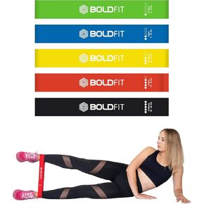 Boldfit Resistance Bands Mini Loop Set (Pack of 5) Hip Band Toning Exercise Bands for Gym Booty Belt Latex Band Theraband for Fitness, Multicolor, (RMiniloop1) in Saudi Arabia
