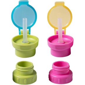 2Pcs Green and Pink Water Bottle Straw Caps, Cute Spill Proof Water Bottle Straw Caps Replacement, Portable Juice Water Bottle Cap with Straw for Boys Girls,Easy to Use Bottle-Feeding in Kuwait