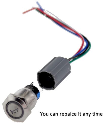 Horn Push Button Switch Horn Symbol Momentary 1NO 1NC IP67 Waterproof Stainless Steel 12-24V Blue LED Light 5A 250V AC DC 0.75“ in Saudi Arabia
