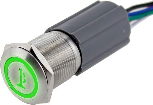Horn Push Button Switch Horn Symbol Momentary 1NO 1NC IP67 Waterproof Stainless Steel 12-24V Blue LED Light 5A 250V AC DC 0.75“ in Saudi Arabia