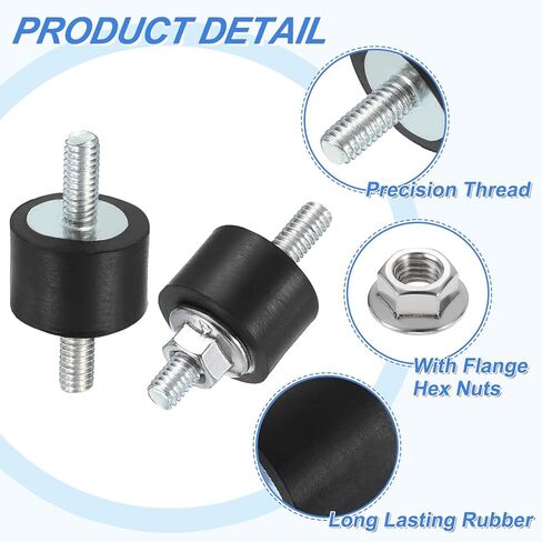 UXCELL 2PCS M6 × 18 ملم حوامل مطاطية ، 20 × 20 مم أسطواني مضاد للاهتزاز ترصيع in Saudi Arabia