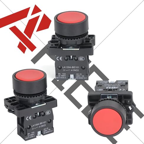 APIELE 2PCS 22MM Momentary Push Button Switch Red Green 10A 600V Plastic Material (1NO+1NC) in Kuwait
