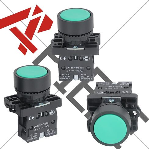 APIELE 2PCS 22MM Momentary Push Button Switch Red Green 10A 600V Plastic Material (1NO+1NC) in Kuwait