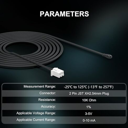 DROK 20K Temperature Sensor Probe 5pcs, 1 Meter Waterproof Epoxy Resin NTC Temp Sensor Probe for Various Water Dispensers, Air Conditioners, Refrigerators, Freezers, Water Heaters, Dishwashers in Kuwait