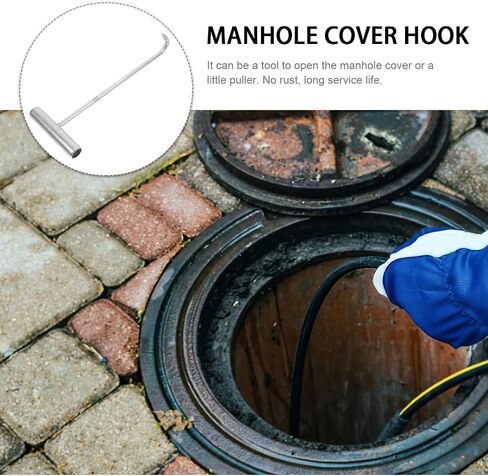 Cabilock Cabilock T-Shaped Manhole Cover Hook - Heavy Duty Stainless Steel Lifting Tool for Easy Cover Removal Hook for Sewer 11.81 X 3.74 Inch in Saudi Arabia