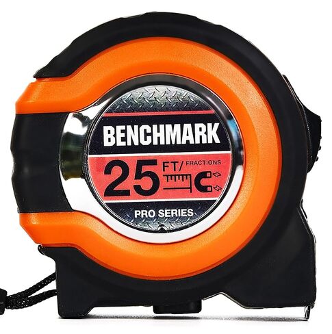 Benchmark - 3 Pack - 25 ft Tape Measures - Easy to Read Fractions to 1/8th inch - Magnetic Tip - Thumb and Quick Lock - Autowind - Belt Clip - Orange/Red in Kuwait