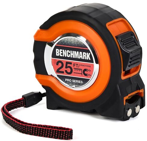 Benchmark - 3 Pack - 25 ft Tape Measures - Easy to Read Fractions to 1/8th inch - Magnetic Tip - Thumb and Quick Lock - Autowind - Belt Clip - Orange/Red in Kuwait