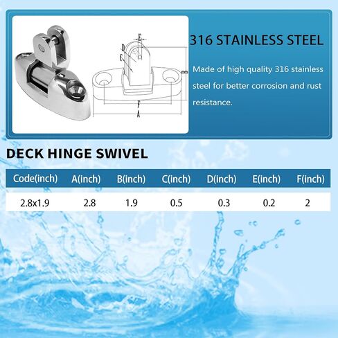 yanyucb boat bimini top dovivel deck hinge 316 مفصلي من الفولاذ المقاوم للصدأ مفصلات دوارة قابلة للتعديل ، مع دبوس ومسامير قابلة للإزالة in Saudi Arabia