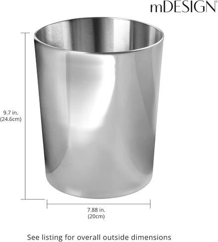 MDESign Round Metal صغير 1.7 جالون إعادة تدوير القمامة يمكن أن تضعف سلة النفايات ، صندوق حاوية القمامة للحمامات ، المطبخ ، غرفة النوم ، المكتب المنزلي - الفولاذ المقاوم للصدأ متينة - مربي - 2 عبوة - مصقول in Saudi Arabia