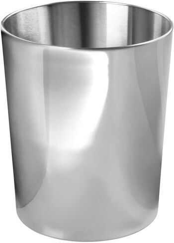 MDESign Round Metal صغير 1.7 جالون إعادة تدوير القمامة يمكن أن تضعف سلة النفايات ، صندوق حاوية القمامة للحمامات ، المطبخ ، غرفة النوم ، المكتب المنزلي - الفولاذ المقاوم للصدأ متينة - مربي - 2 عبوة - مصقول in Saudi Arabia