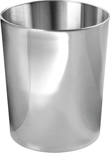 MDESign Round Metal صغير 1.7 جالون إعادة تدوير القمامة يمكن أن تضعف سلة النفايات ، صندوق حاوية القمامة للحمامات ، المطبخ ، غرفة النوم ، المكتب المنزلي - الفولاذ المقاوم للصدأ متينة - مربي - 2 عبوة - مصقول in Saudi Arabia