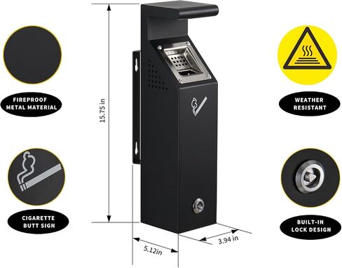 Wall Mounted Trash Receptacle w/Removable Bucket, Metal Trash Container, Outdoor Trash Cans for Home, Office, School in Saudi Arabia