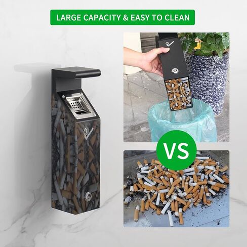 Wall Mounted Trash Receptacle w/Removable Bucket, Metal Trash Container, Outdoor Trash Cans for Home, Office, School in Saudi Arabia