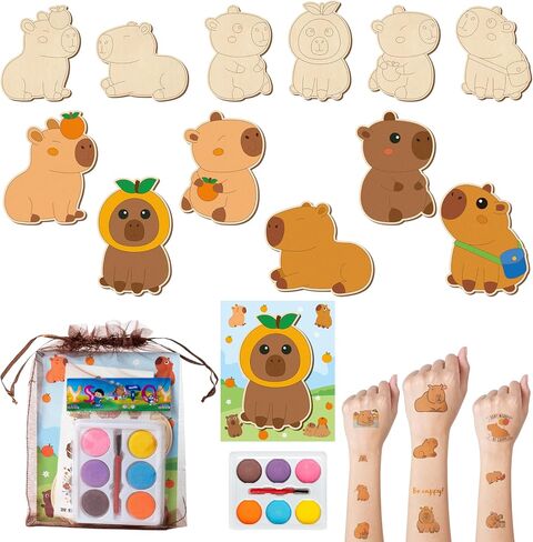 مجموعة Beyumi Capybara Party Favors - 24pcs Capybara عيد ميلاد لحفلات الحفلات لوازم الوشم وملصقات الطلاء المائي مجموعة أعياد الميلاد المدرسة الفصول الدراسية Goodie Austral in Saudi Arabia