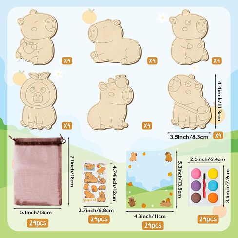 مجموعة Beyumi Capybara Party Favors - 24pcs Capybara عيد ميلاد لحفلات الحفلات لوازم الوشم وملصقات الطلاء المائي مجموعة أعياد الميلاد المدرسة الفصول الدراسية Goodie Austral in Saudi Arabia