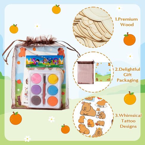 مجموعة Beyumi Capybara Party Favors - 24pcs Capybara عيد ميلاد لحفلات الحفلات لوازم الوشم وملصقات الطلاء المائي مجموعة أعياد الميلاد المدرسة الفصول الدراسية Goodie Austral in Saudi Arabia
