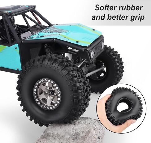 عجلات وإطارات Hobbypark 1.9 Beadlock 120 مم / 4.72 بوصة ارتفاع وأداة تثبيت للتركيب لزاحف RC 1/10 مع حشوات إسفنجية، مجموعة من 4 قطع (فضي وأسود) in Kuwait