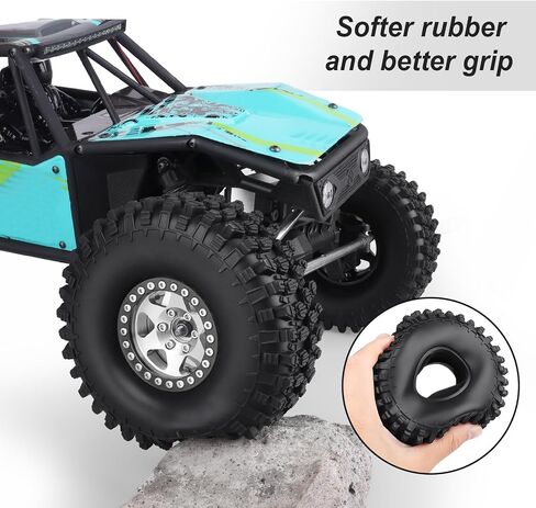 عجلات وإطارات Hobbypark 1.9 Beadlock 120 مم / 4.72 بوصة ارتفاع وأداة تثبيت للتركيب لزاحف RC 1/10 مع حشوات إسفنجية، مجموعة من 4 قطع (فضي وأسود) in Kuwait