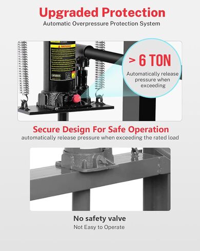 6 Ton Hydraulic Shop Press, H-Frame Bearing/U-Joint Press with Adjustable Height (2.2"-9.4"), Stamping Plates for Metal Bending, Straightening, Automotive Repair & Garage Use in Kuwait