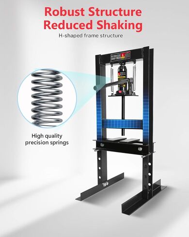 6 Ton Hydraulic Shop Press, H-Frame Bearing/U-Joint Press with Adjustable Height (2.2"-9.4"), Stamping Plates for Metal Bending, Straightening, Automotive Repair & Garage Use in Kuwait