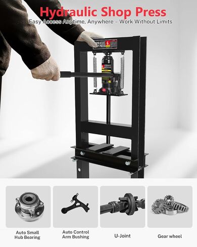 6 Ton Hydraulic Shop Press, H-Frame Bearing/U-Joint Press with Adjustable Height (2.2"-9.4"), Stamping Plates for Metal Bending, Straightening, Automotive Repair & Garage Use in Kuwait