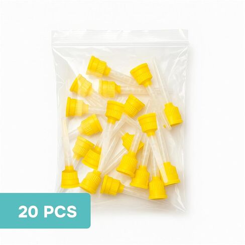 الهدف من نصائح خلط الأسنان | 20 PCS نصائح خلط داخل الفم - متوافقة مع موزعات الخرطوشة المزدوجة - تطبيقات طب الأسنان الدقيقة (أصفر) in Kuwait