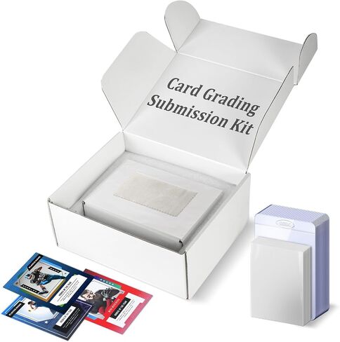 DEDC Card Grading Submission Kit Card Grading Mailing with 5 PSA Stands 25 Semi-Rigid Card Holder 100 Tabbed Sleeves 2 Rubber Bands and Bubble Wrap Shipping Protector Cleaning Cloth Sealing Sticker in Saudi Arabia