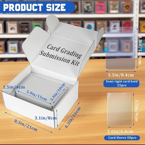 DEDC Card Grading Submission Kit Card Grading Mailing with 5 PSA Stands 25 Semi-Rigid Card Holder 100 Tabbed Sleeves 2 Rubber Bands and Bubble Wrap Shipping Protector Cleaning Cloth Sealing Sticker in Saudi Arabia