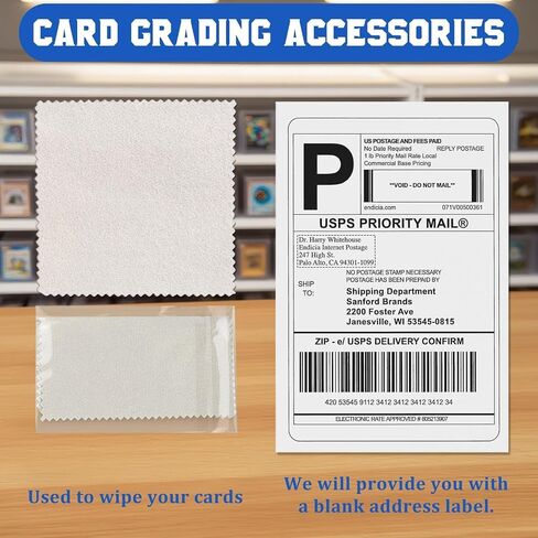 DEDC Card Grading Submission Kit Card Grading Mailing with 5 PSA Stands 25 Semi-Rigid Card Holder 100 Tabbed Sleeves 2 Rubber Bands and Bubble Wrap Shipping Protector Cleaning Cloth Sealing Sticker in Saudi Arabia