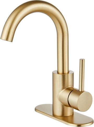 Midanya Bathroom Faucet 1 or 3 Hole Sink Single Handle,Suitable for Bar Kitchen RV Vanity,304 Stainless Steel 360° Swivel Gooseneck Spout with Deck Plate Without Drain,Brushed Nickel in Kuwait