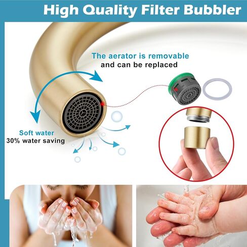 Midanya Bathroom Faucet 1 or 3 Hole Sink Single Handle,Suitable for Bar Kitchen RV Vanity,304 Stainless Steel 360° Swivel Gooseneck Spout with Deck Plate Without Drain,Brushed Nickel in Kuwait