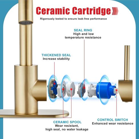 Midanya Bathroom Faucet 1 or 3 Hole Sink Single Handle,Suitable for Bar Kitchen RV Vanity,304 Stainless Steel 360° Swivel Gooseneck Spout with Deck Plate Without Drain,Brushed Nickel in Kuwait