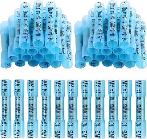 200Pcs 16-14 AWG Blue Marine Grade Heat Shrink Butt Connectors – Waterproof Wire Splice Connectors – Tinned Copper, Adhesive Lined, Strong Crimps in Saudi Arabia