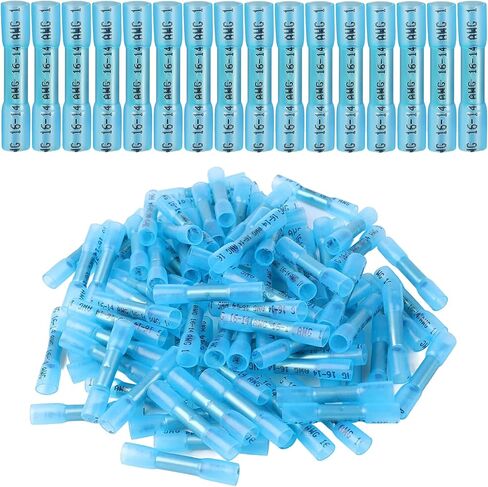 200Pcs 16-14 AWG Blue Marine Grade Heat Shrink Butt Connectors – Waterproof Wire Splice Connectors – Tinned Copper, Adhesive Lined, Strong Crimps in Saudi Arabia