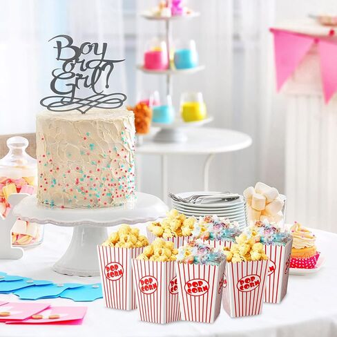 Meanplan 200 PCS Fopcorn Boxes Mini Paper Popcorn Holder Cardboard Carting Container for Party يمكن التخلص من الأكياس الخفيفة لحفل زفاف عيد الميلاد ، 2.2 × 4.2 × 3 في (شريط ، أحمر ، أبيض) in Kuwait