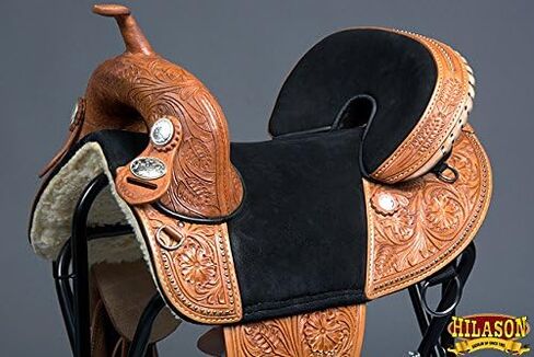 Hilason Western Horse Treless Trail Barrel American Leather Saddle | للخيول in Saudi Arabia