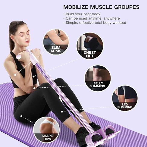 2025 Foot Pedal Resistance Band, Multifunctional Pedal Puller Resistance Rope, Fitness Pedal Puller Rope, 6-Tube Yoga Tension Rope Exercise Bands Pedal Exerciser Slimming Fitness Equipment in Kuwait