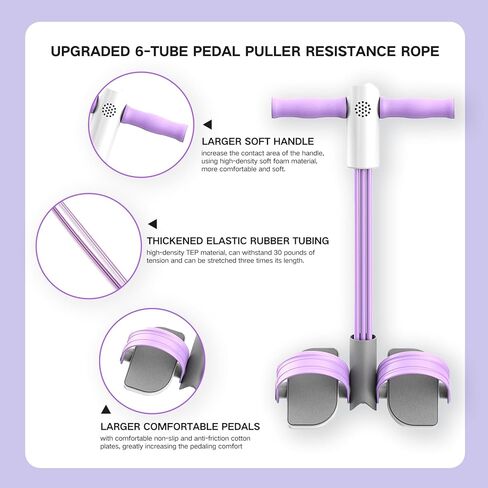 2025 Foot Pedal Resistance Band, Multifunctional Pedal Puller Resistance Rope, Fitness Pedal Puller Rope, 6-Tube Yoga Tension Rope Exercise Bands Pedal Exerciser Slimming Fitness Equipment in Kuwait