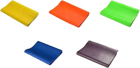 Val-u-Band Resistance Bands, Pre-Cut Strips, 5', 5-Piece Set, 1 Each of Peach, Orange, Lime, Blueberry, Plum, Latex-Free in Saudi Arabia